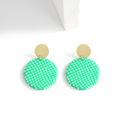 AENSOA unikalūs spalvingi abstrakčių raštų polimero molio auskarai moterims rankų darbo apvalūs pakabukai nuleidžiami auskarai papuošalų didmeninė prekyba