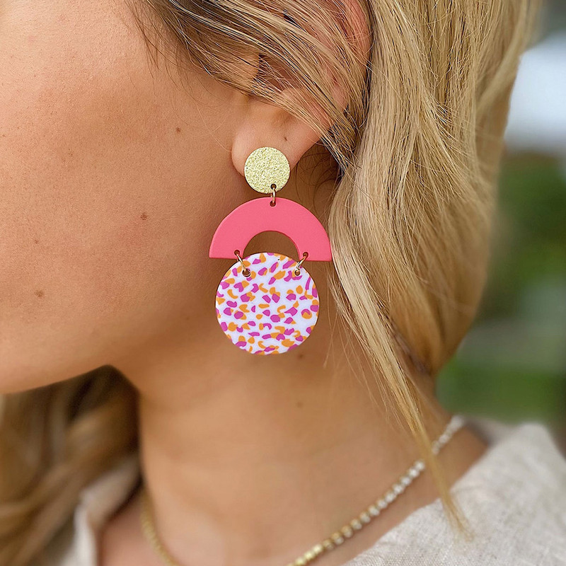 AENSOA unikalūs spalvingi abstrakčių raštų polimero molio auskarai moterims rankų darbo apvalūs pakabukai nuleidžiami auskarai papuošalų didmeninė prekyba