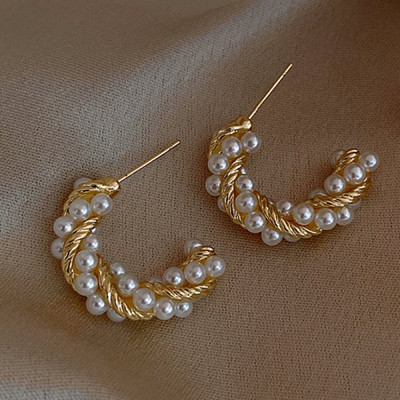 Mados Mieli kupidono angelo auskarai moterims Elegantiški retro prancūziško aukso spalvos angelo perlų auskarai mergaičių vakarėliui papuošalai Dovanos