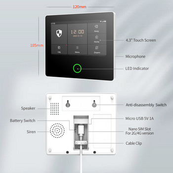 Ostaniot WiFi 4G Σύστημα Ασφαλείας Ενσωματωμένο κιτ συναγερμού διαρρηκτών σειρήνας Tuya Smart Home με ανιχνευτή ανοίγματος πόρτας διάρκειας μπαταρίας 5 ετών