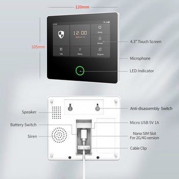 Ostaniot WiFi 4G система за сигурност Вградена сирена Tuya Интелигентен домашен алармен комплект с 5-годишен живот на батерията Детектор за отваряне на врата