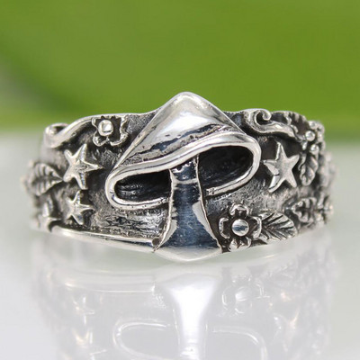 Senovinis grybų gėlių rašto žiedas moterims, vyrams Kelių dydžių pareiškimas retro punk hiphopo baikerių pirštų vakarėlio naktinio klubo žiedas