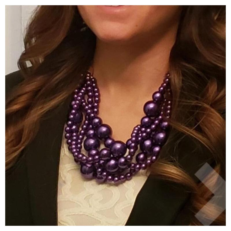Kelių sluoksnių purpuriniai karoliukai įvyniojami karoliai ir pakabukai mados grandinėlės afrikietiškos apykaklės Nigerijos vestuvių indiškų papuošalų rinkiniai