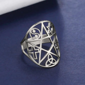 PATINKA Nauja Pentacle Pentagram Reguliuojami žiedai Triquetra Mazgas Yin Yang Cross Om Simbolis Žiedai Papuošalai Kalėdinės dovanos