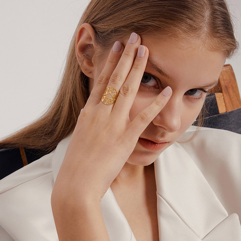 PATINKA Nauja Pentacle Pentagram Reguliuojami žiedai Triquetra Mazgas Yin Yang Cross Om Simbolis Žiedai Papuošalai Kalėdinės dovanos