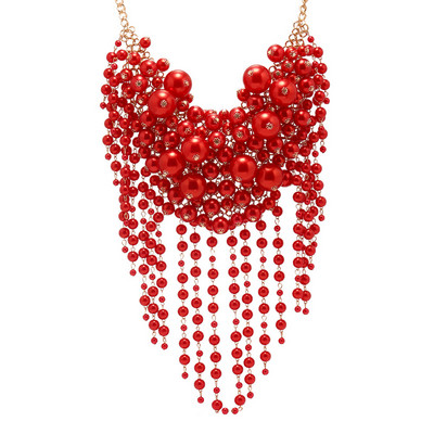 Rankų darbo perdėti kelių sluoksnių perlų karoliai ir pakabukas Aukščiausios kokybės karoliukai kutai papuošalų rinkiniai Vestuvių vakarėlio apykaklė