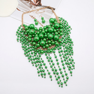 Rankų darbo perdėti kelių sluoksnių perlų karoliai ir pakabukas Aukščiausios kokybės karoliukai kutai papuošalų rinkiniai Vestuvių vakarėlio apykaklė