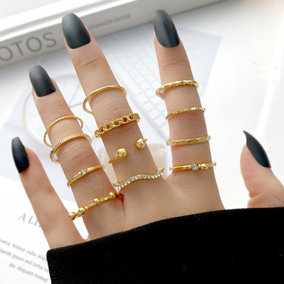 Punk gotikinis širdies žiedų rinkinys moterims Flame Pentagram Vintage Spades Ace Sidabruotas Retro žavus biliardas pirštų papuošalai