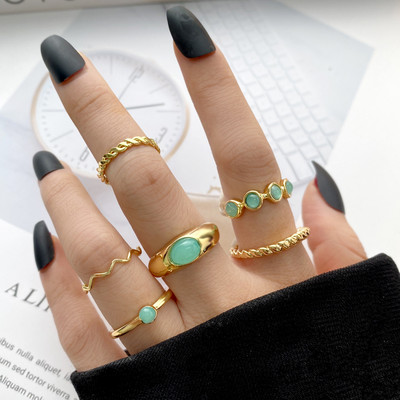 Punk gotikinis širdies žiedų rinkinys moterims Flame Pentagram Vintage Spades Ace Sidabruotas Retro žavus biliardas pirštų papuošalai