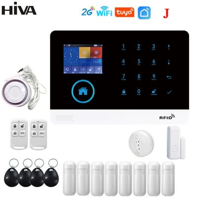 „HIA Tuya“ signalizacijos sistemos apsauga namams „Smart life“ programa „GSM Wifi“ apsaugos signalizacija su durimis ir PIR jutikliu veikia su „Alexa“