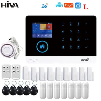 „HIA Tuya“ signalizacijos sistemos apsauga namams „Smart life“ programa „GSM Wifi“ apsaugos signalizacija su durimis ir PIR jutikliu veikia su „Alexa“