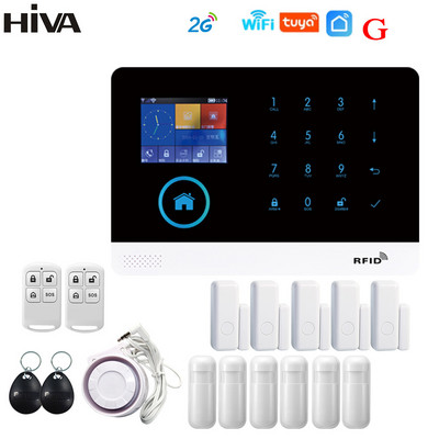 „HIA Tuya“ signalizacijos sistemos apsauga namams „Smart life“ programa „GSM Wifi“ apsaugos signalizacija su durimis ir PIR jutikliu veikia su „Alexa“