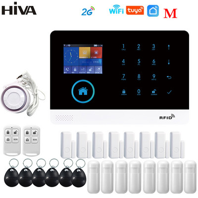 „HIA Tuya“ signalizacijos sistemos apsauga namams „Smart life“ programa „GSM Wifi“ apsaugos signalizacija su durimis ir PIR jutikliu veikia su „Alexa“