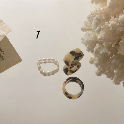 Naujas Leopard Vintage spalvingi dervos perlų žiedai saldaus temperamento akrilo žiedų rinkinys mergaitėms