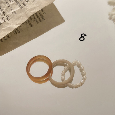 Naujas Leopard Vintage spalvingi dervos perlų žiedai saldaus temperamento akrilo žiedų rinkinys mergaitėms