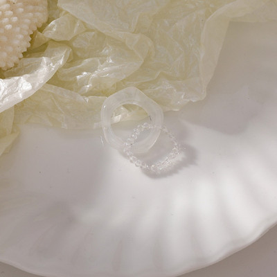 Naujas Leopard Vintage spalvingi dervos perlų žiedai saldaus temperamento akrilo žiedų rinkinys mergaitėms