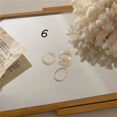 Naujas Leopard Vintage spalvingi dervos perlų žiedai saldaus temperamento akrilo žiedų rinkinys mergaitėms