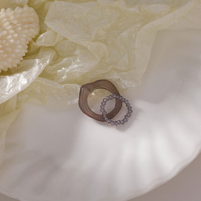 Naujas Leopard Vintage spalvingi dervos perlų žiedai saldaus temperamento akrilo žiedų rinkinys mergaitėms