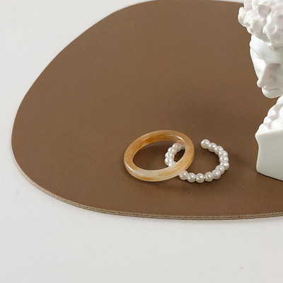 Naujas Leopard Vintage spalvingi dervos perlų žiedai saldaus temperamento akrilo žiedų rinkinys mergaitėms