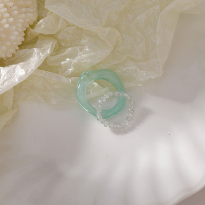 Naujas Leopard Vintage spalvingi dervos perlų žiedai saldaus temperamento akrilo žiedų rinkinys mergaitėms