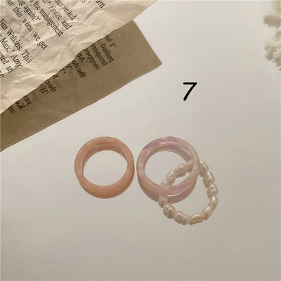 Naujas Leopard Vintage spalvingi dervos perlų žiedai saldaus temperamento akrilo žiedų rinkinys mergaitėms