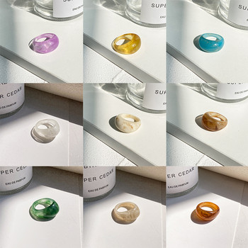 Нова мода Цветни прозрачни пръстени Неправилен мраморен модел Геометрична смола Акрилни пръстени Комплект за жени Бижута Подаръци за пътуване