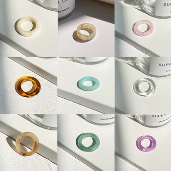 New Fashion Πολύχρωμα Διαφανή Δαχτυλίδια Ακανόνιστο Μαρμάρινο Σχέδιο Γεωμετρική Ρητίνη Ακρυλικά Δαχτυλίδια Σετ Γυναικεία Κοσμήματα Ταξιδιωτικά Δώρα