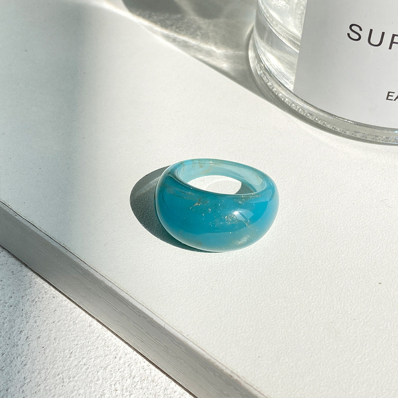 Novo modno šareno prozirno prstenje Nepravilan mramorni uzorak Geometrijska smola Akrilno prstenje Set za žene Nakit Darovi za putovanja