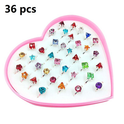 12/36 vnt. / dėžutė reguliuojamo lydinio žiedai kūdikiams su širdies formos vitrina