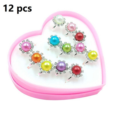 12/36 vnt. / dėžutė reguliuojamo lydinio žiedai kūdikiams su širdies formos vitrina