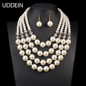 UDDEIN Nigerijos vestuvių Indijos papuošalų rinkiniai Daugiasluoksniai perlų papuošalai Vestuvinių karolių ir pakabukų Afrikos karoliukų papuošalų rinkiniai