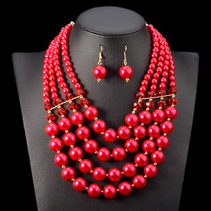 UDDEIN Nigerijos vestuvių Indijos papuošalų rinkiniai Daugiasluoksniai perlų papuošalai Vestuvinių karolių ir pakabukų Afrikos karoliukų papuošalų rinkiniai