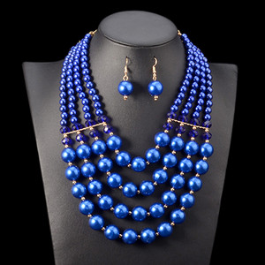 UDDEIN Nigerijos vestuvių Indijos papuošalų rinkiniai Daugiasluoksniai perlų papuošalai Vestuvinių karolių ir pakabukų Afrikos karoliukų papuošalų rinkiniai