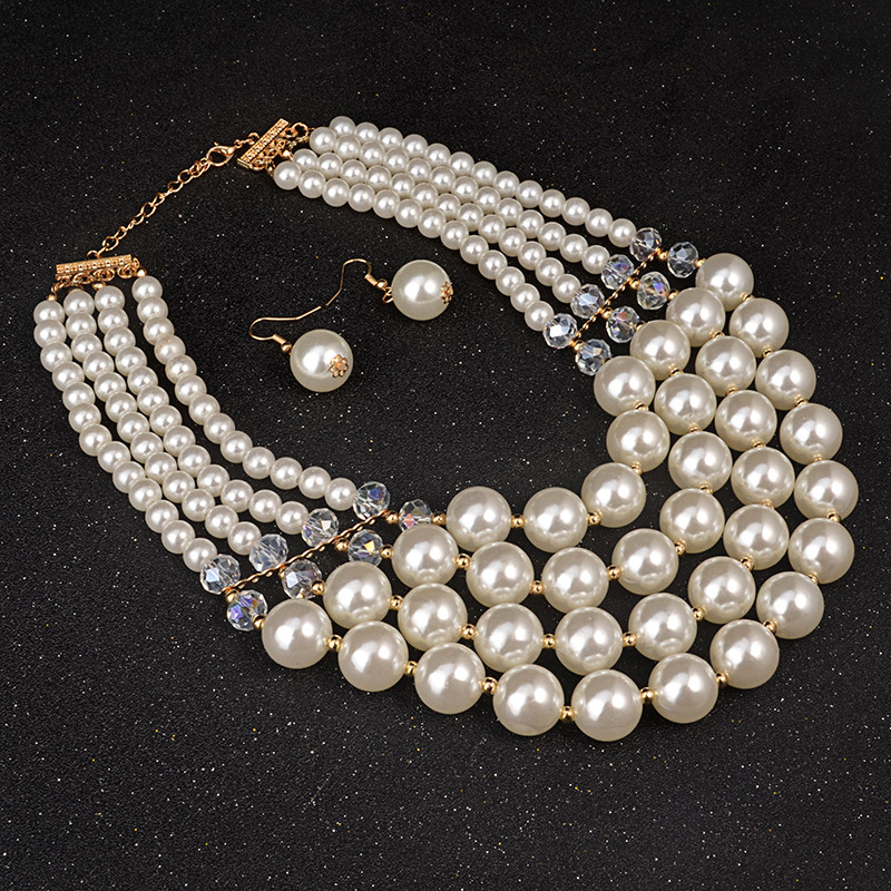 UDDEIN Nigerijos vestuvių Indijos papuošalų rinkiniai Daugiasluoksniai perlų papuošalai Vestuvinių karolių ir pakabukų Afrikos karoliukų papuošalų rinkiniai