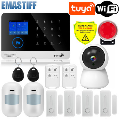 Sistem de alarmă WiFi PG103 pentru securitatea casei antiefracție Tuya Smart House App Control 433MHz GSM fără fir cu cameră cu senzor de mișcare