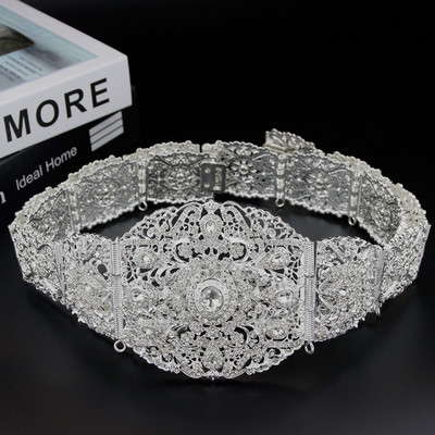 Sunspicems nuotakos suknelė kaftano diržo pečių grandinėlės rinkinys aukso spalvos Alžyras Marokas Moterų vestuvių papuošalai Arabiška krištolinė kūno grandinė