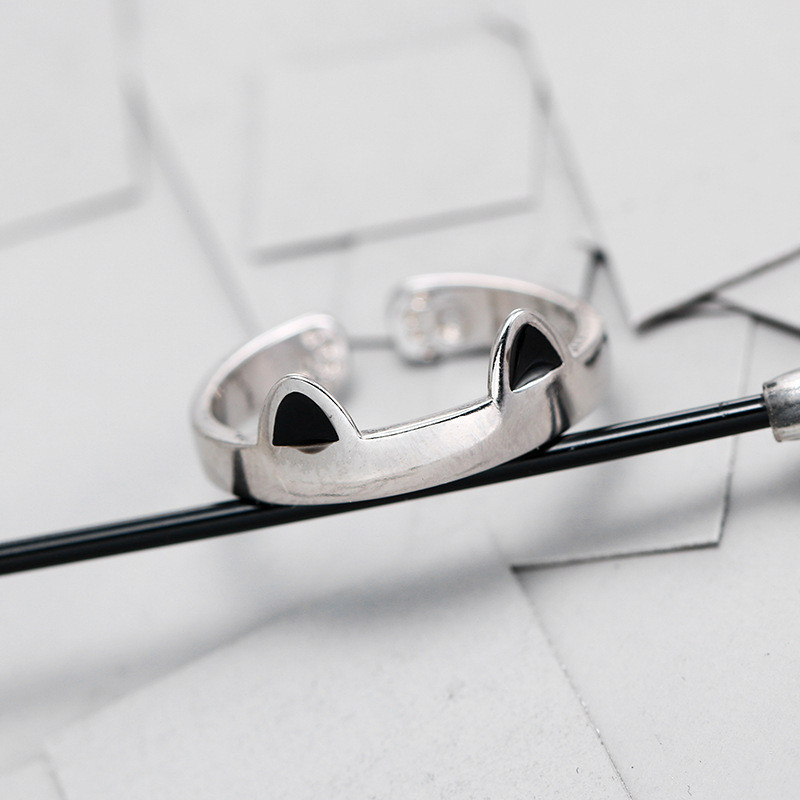 Žiedas katė, ausis, pirštas, atviro dizaino mielas žiedas, papuošalas moterims, dovanėlė, reguliuojamas žiedas, didmeninė prekyba