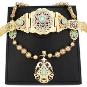 Sunspicems Alžyras Marokas papuošalų rinkiniai Moteriška Suknelė Kaftanas Diržas Metaliniai Karoliukai Kaklo papuošalai Arabiški nuotakos Vestuviniai Diržai Kūno papuošalai