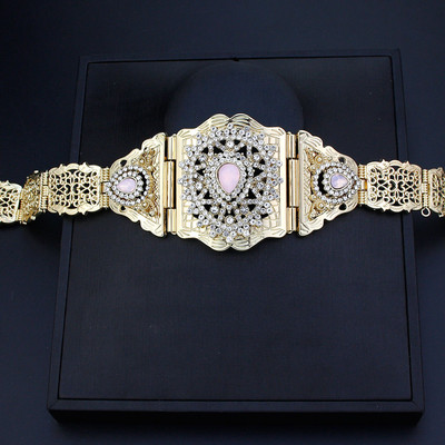 Sunspicems Alžyras Marokas papuošalų rinkiniai Moteriška Suknelė Kaftanas Diržas Metaliniai Karoliukai Kaklo papuošalai Arabiški nuotakos Vestuviniai Diržai Kūno papuošalai