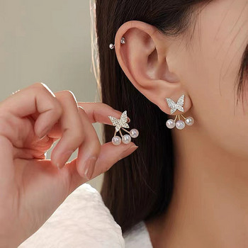 Ελαφρύ πολυτελές ζιργκόν, λουλούδια μαργαριτάρι σκουλαρίκια για γυναίκες Κορεατικά νέα μόδα κρεμαστά σκουλαρίκια Χριστουγεννιάτικα κοσμήματα