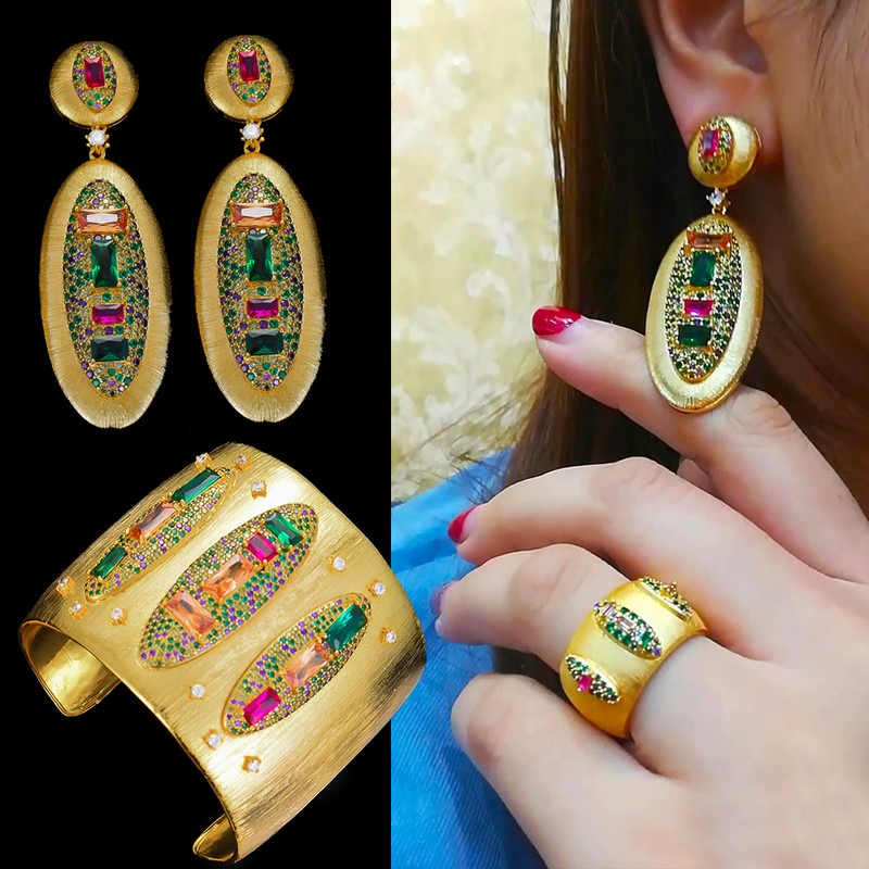 GODKI didelės mados prabangios drąsios apyrankės rankogaliai moterims vestuvių vakarėliui, kelių kubinių cirkonio kristalų kristalo CZ Dubajaus aukso spalvos apyrankė 2020 m.