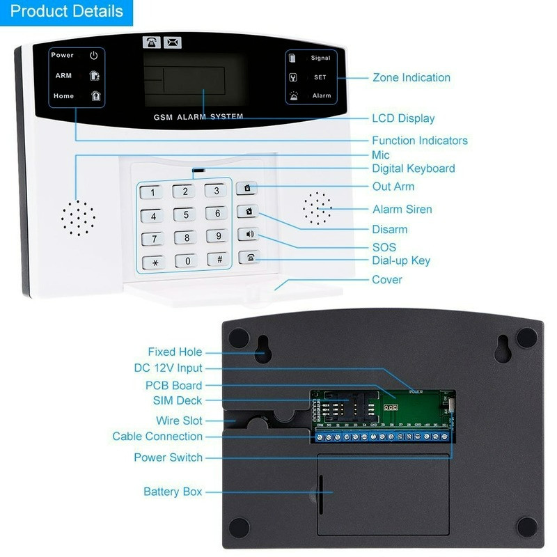 Žičani i bežični GSM kućni protuprovalni alarmni sustav 433MHz engleska bežična frekvencija Home Security Language Intercom APP