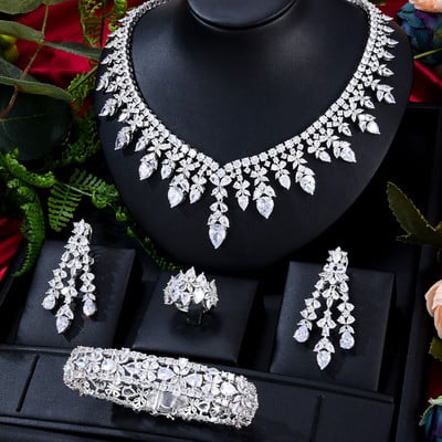 GODKI híres márkájú türkiz luxus afrikai ékszer készletek nőknek esküvői party cirkon kristály Dubai menyasszonyi ékszer szett ajándék