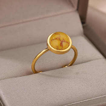 Πολύχρωμη μπάλα Opal Δαχτυλίδι Διάμετρος 10mm για Γυναικεία Ανοξείδωτο Ατσάλι Vintage Πέτρινο Άνοιγμα Ρυθμιζόμενο Κοσμήματα Δαχτυλίδι