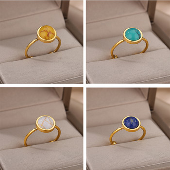 Πολύχρωμη μπάλα Opal Δαχτυλίδι Διάμετρος 10mm για Γυναικεία Ανοξείδωτο Ατσάλι Vintage Πέτρινο Άνοιγμα Ρυθμιζόμενο Κοσμήματα Δαχτυλίδι