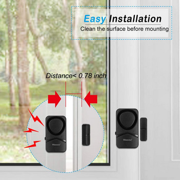 WSDCAM 4-в-1 Сензор за прозорец на врата Звукова охранителна аларма Детектори за отворена затворена врата 110dB Аларма с магнитен сензор Безжична аларма за врата