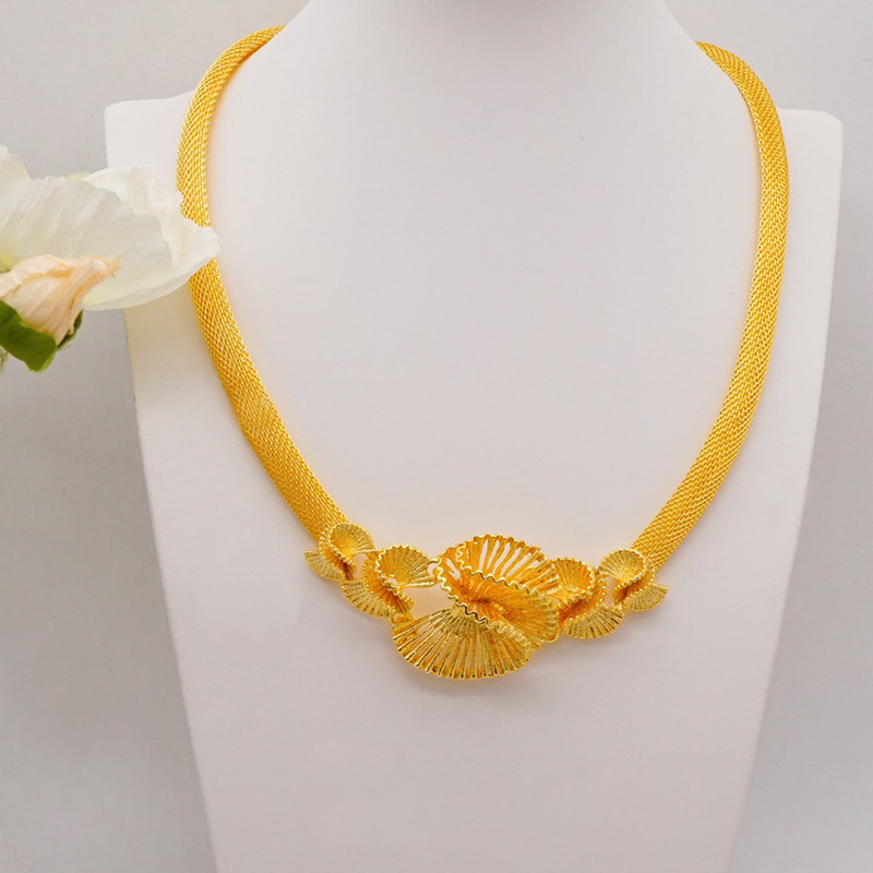 Mados Afrikos Dubajaus aukso spalvos papuošalų rinkinys netaisyklingas pakabukas, karoliai, auskarai, 2 vnt., Moterų vestuvių vakarėlio dovanos