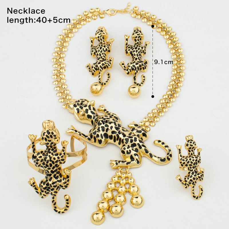 Leopardo afrikietiški auskarai rinkiniai Papuošalai Mada Moterys Paauksuoti Žiedai Apyrankės Vestuviniai karoliai pakabukas Dubajaus pakabukas vakarėlio dovana