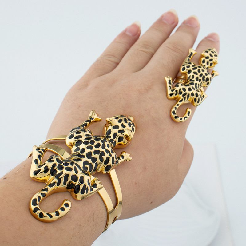 Leopardo afrikietiški auskarai rinkiniai Papuošalai Mada Moterys Paauksuoti Žiedai Apyrankės Vestuviniai karoliai pakabukas Dubajaus pakabukas vakarėlio dovana