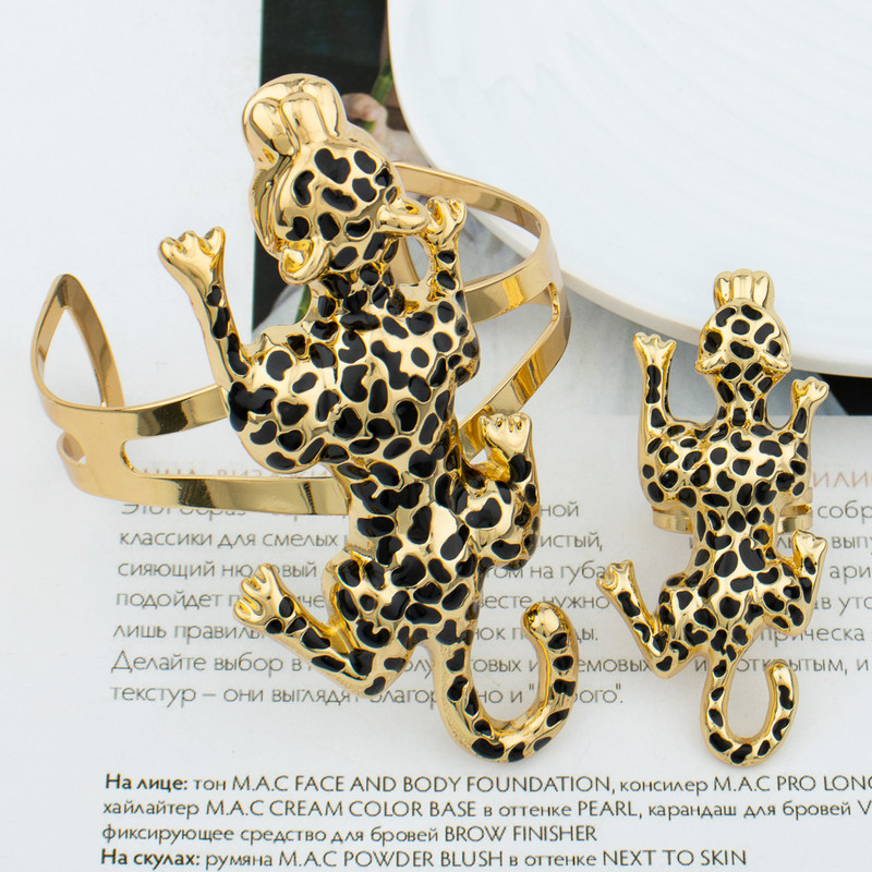 Leopardo afrikietiški auskarai rinkiniai Papuošalai Mada Moterys Paauksuoti Žiedai Apyrankės Vestuviniai karoliai pakabukas Dubajaus pakabukas vakarėlio dovana